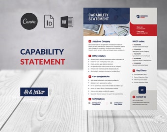 Capability Statement Template Canva Business Profile Word, Flyer Corporate Business Capability Statement, Business Template Company Profile