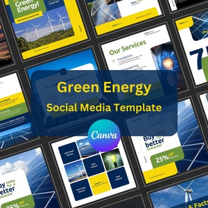 Solar Power Energy Instagram Post Canva Template, Renewable Energy Business Social Media Flyer, Green Energy Poster, Photovoltaic Panels
