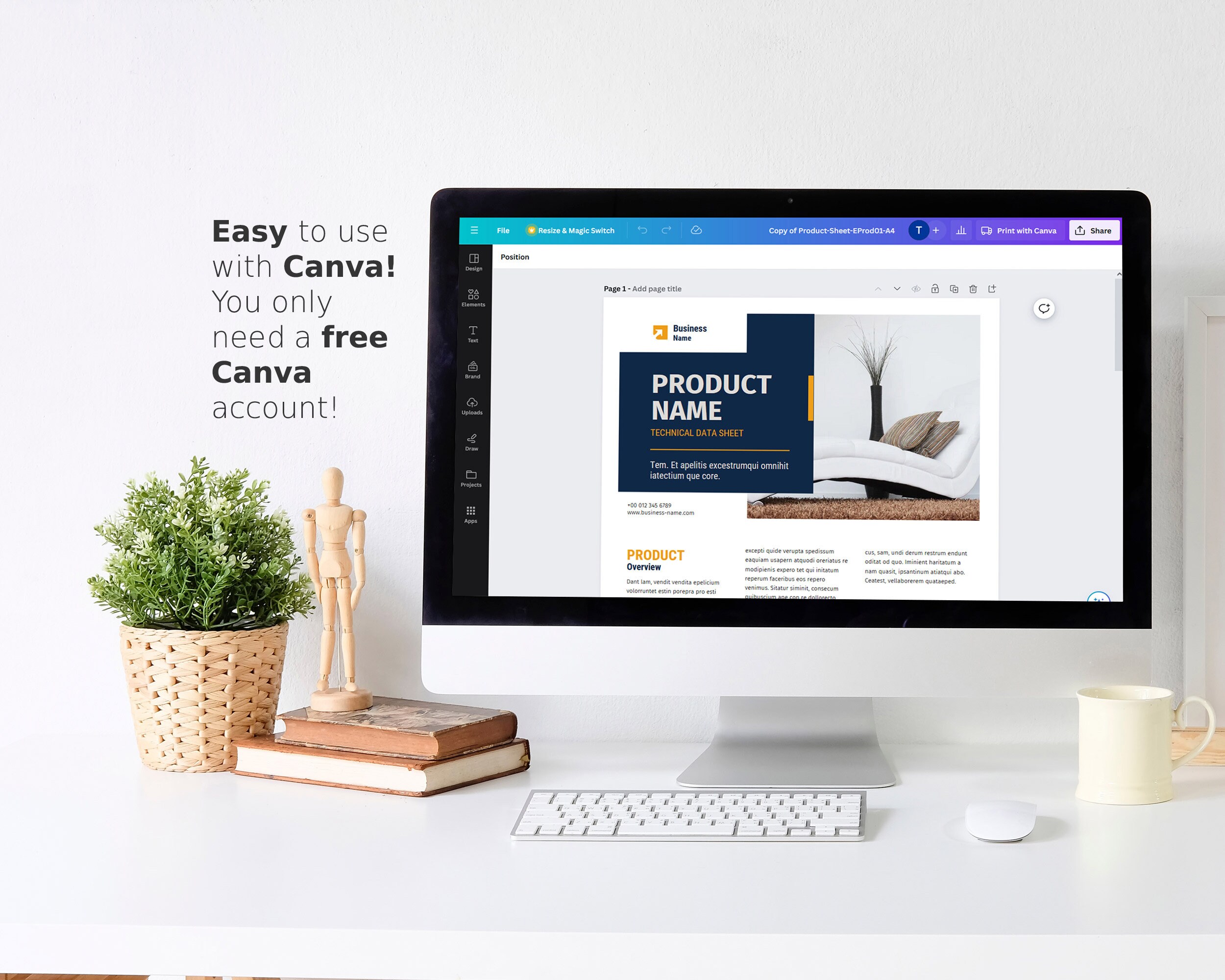 Product Sheet Template Canva, Flyer Product Data Sheet, MS Word