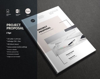 Project Proposal Template | Canva Project Proposal | Minimal Proposal Word Template | Business Proposal Word | Client Proposal Indesign