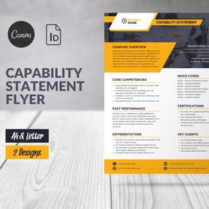 Capability Statement Template Canva, Corporate Flyer, Business Capability Statement, Marketing Business Template Short Company Profile