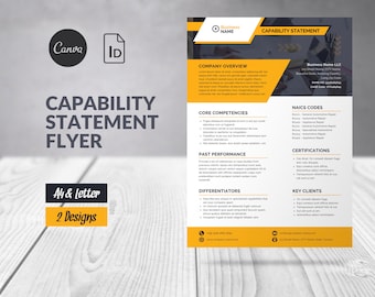 Capability Statement Template Canva, Corporate Flyer, Business Capability Statement, Marketing Business Template Short Company Profile