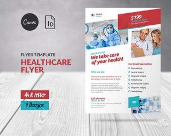 Medical Health Care Service Flyer Template, Canva Editable Healthcare Flyer, Medical Care Business, Hospital Service Poster, Clinic Leaflet