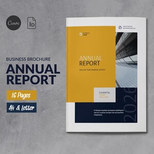 Annual Report Template Canva, Business Brochure Report, Whitepaper Corporate Report, White Paper Document Yearly Report, Financial Statement