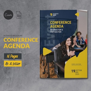 Business Brochure Event Program Canva, Conference Agenda Template, Business Brochure Conference Program, Schedule Booklet, Meeting Agenda