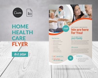 Älterer Hauspflege-Service Flyer Canva bearbeitbar, Hausgesundheitspflege-Flyer-Vorlage, Pflegeheim-Pflegehilfe, Pflegekraft-Poster- Altenpflege