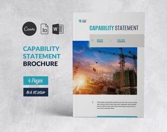 Business Capability Statement Canva Editable Template, Bifold Business Profile, Mini Brochure Company Profile, Business Document Contractor