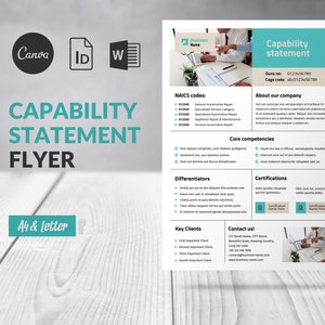 Business Capability Statement Template Canva Editable, Flyer Business Profile, Company Profile Template Business Document Capability