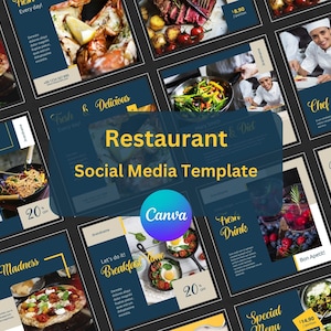 Restaurant Instagram Template Canva, Food Business Instagram Post, Social Media Flyer Essen Lieferung Caterer, Bistro Instagram Feed