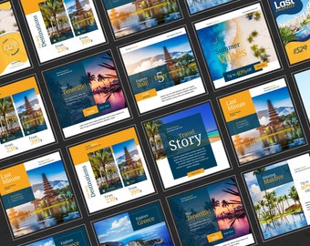 Travel Agent Instagram Post Templates, Canva Social Media Template Travel Agent Marketing, Branding Travel Blogger Influencer Instagram Feed