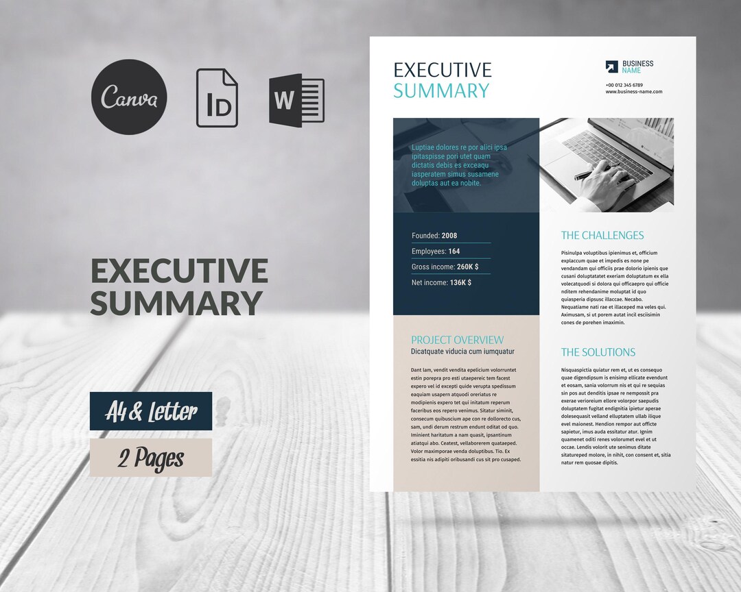 Business Executive Summary Template Canva, Word Template Small Business ...