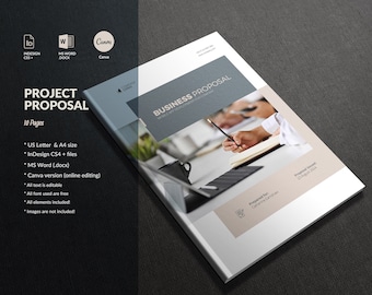 Propuesta de negocio Canva Plantilla Word, Folleto de negocio de propuesta de proyecto, Plantilla de propuesta de cliente, Marketing de propuesta de proyecto de Canva