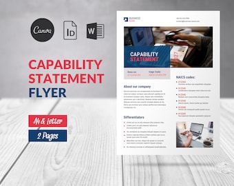 Business Capability Statement Template Canva, Flyer Editable Business Profile Word, Business Template Marketing Statement, Company Profile