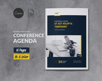 Conference Agenda Template Canva, Business Event Brochure Canva, Business Brochure Conference Program, Schedule Booklet, Meeting Agenda