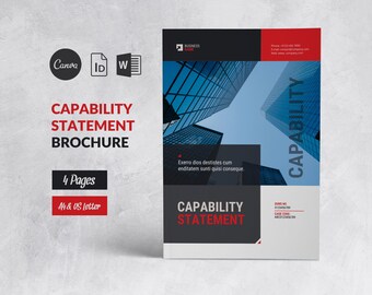 Business Capability Statement Template Canva Editable, Bifold Business Profile, 4-Page Mini Brochure Company Profile, Business Document