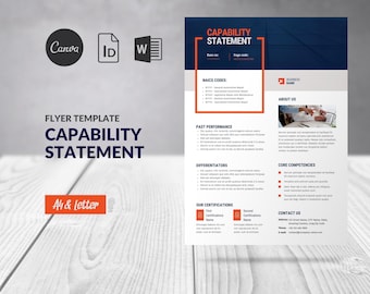 Declaración de capacidad para folletos corporativos, plantilla de Canva para perfil empresarial, plantilla corta para perfil empresarial, perfil de empresa gubernamental