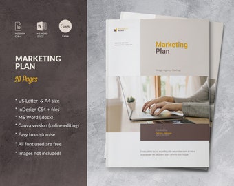 Marketingplan Vorlage, Marketingplan Wort, Canva Marketingstragegie, Geschäftsstruktur-Planer, Business-Profil Canva Start-up
