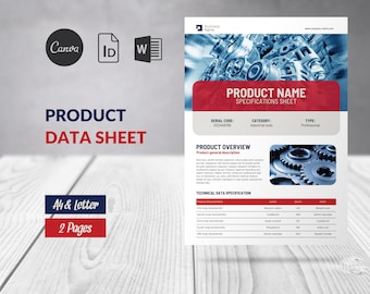 Product Specification Sheet Template Canva, Product Data Sheet Word Editable Flyer Design, Product Sell Sheet Marketing Template