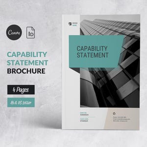 能力ステートメント テンプレート Canva ビジネス パンフレット 二つ折り、ビジネス ドキュメント能力ステートメント、会社概要マーケティング テンプレート