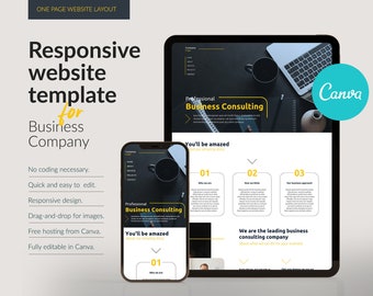 Sitio web de Canva para consultoría empresarial, plantilla de página de destino, sitio web de empresas emergentes, sitio de perfil de empresa, página web de ventas de servicios Canva