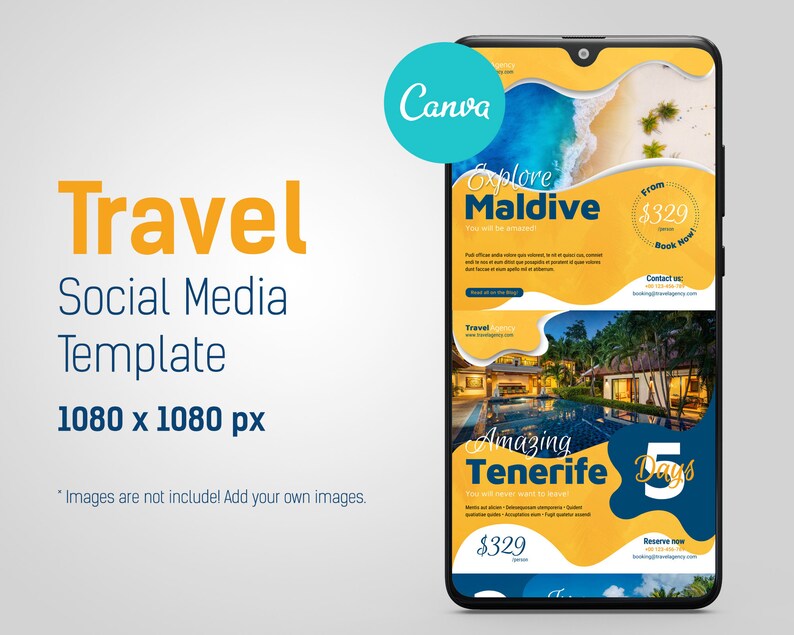 Travel Instagram Post Templates, Canva Social Media Posts, Travel Agent ...