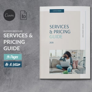 Services & Pricing Guide Template Canva, New Client Welcome Packet, Price Packages Client Proposal, Business Brochure Template Designers