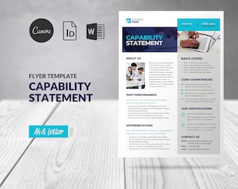 Plantilla de declaración de capacidad empresarial (Canva editable), documento de Word sobre capacidad empresarial, perfil empresarial para folletos y perfil de empresa.