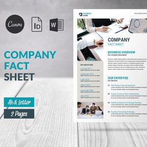 Sjabloon voor zakelijk informatieblad Canva, Word-sjabloon voor bedrijfsprofiel, bedrijfsinformatieblad, bladgegevens voor kleine bedrijven, zakelijk rapportblad