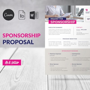 Flyer Sponsorship Request Template Canva, Flyer Event Fundraiser Proposal, Word Sponsorship Proposal, Charity Fundraising Proposal Canva