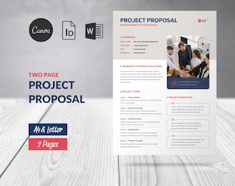 Brief Project Proposal Canva Template, Two-Page Word Simple Proposal, Business Template Client Proposal, Marketing Proposal Indesign