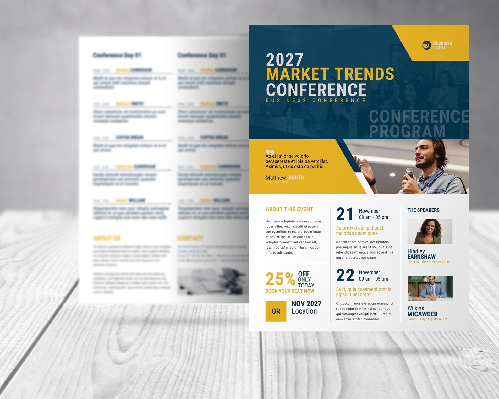 Business Conference Program Canva Editable Flyer Event, Marketing ...