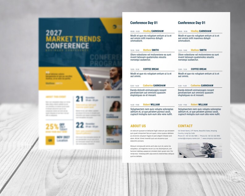 Business Conference Program Canva Editable Flyer Event, Marketing ...