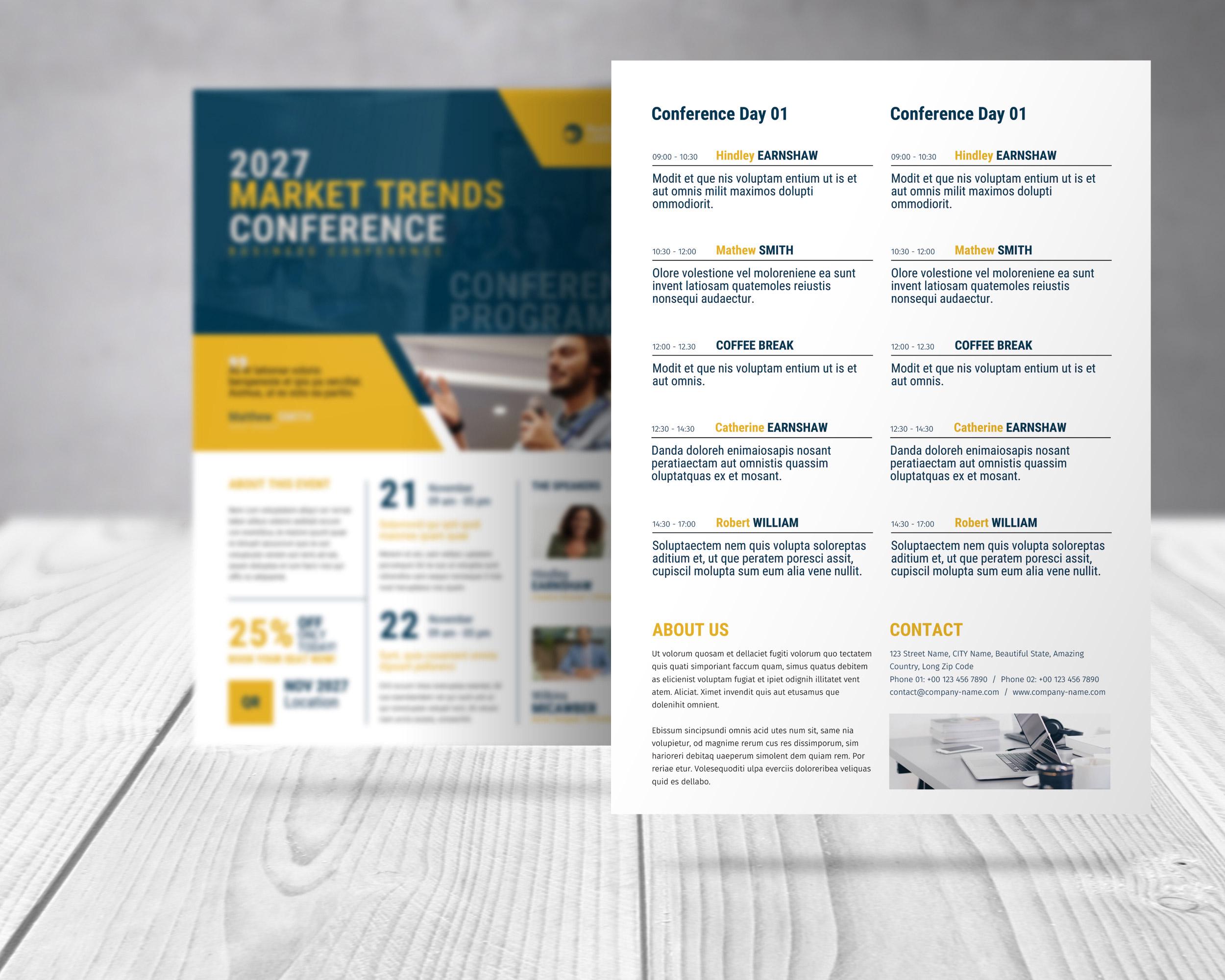 Business Conference Program Canva Editable Flyer Event, Marketing ...