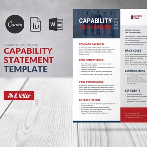 Capability Statement Template Canva Business Profile, Flyer Corporate Business Capability Statement, Business Template Short Company Profile