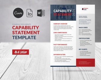 Capability Statement Template Canva Business Profile, Flyer Corporate Business Capability Statement, Business Template Short Company Profile