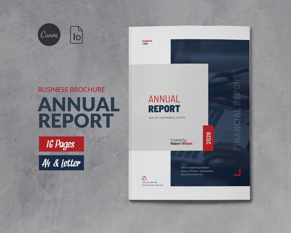 Annual Report Template Canva, Report Business Brochure, Whitepaper Corporate Report Brochure, White Paper Document Yearly Report Canva