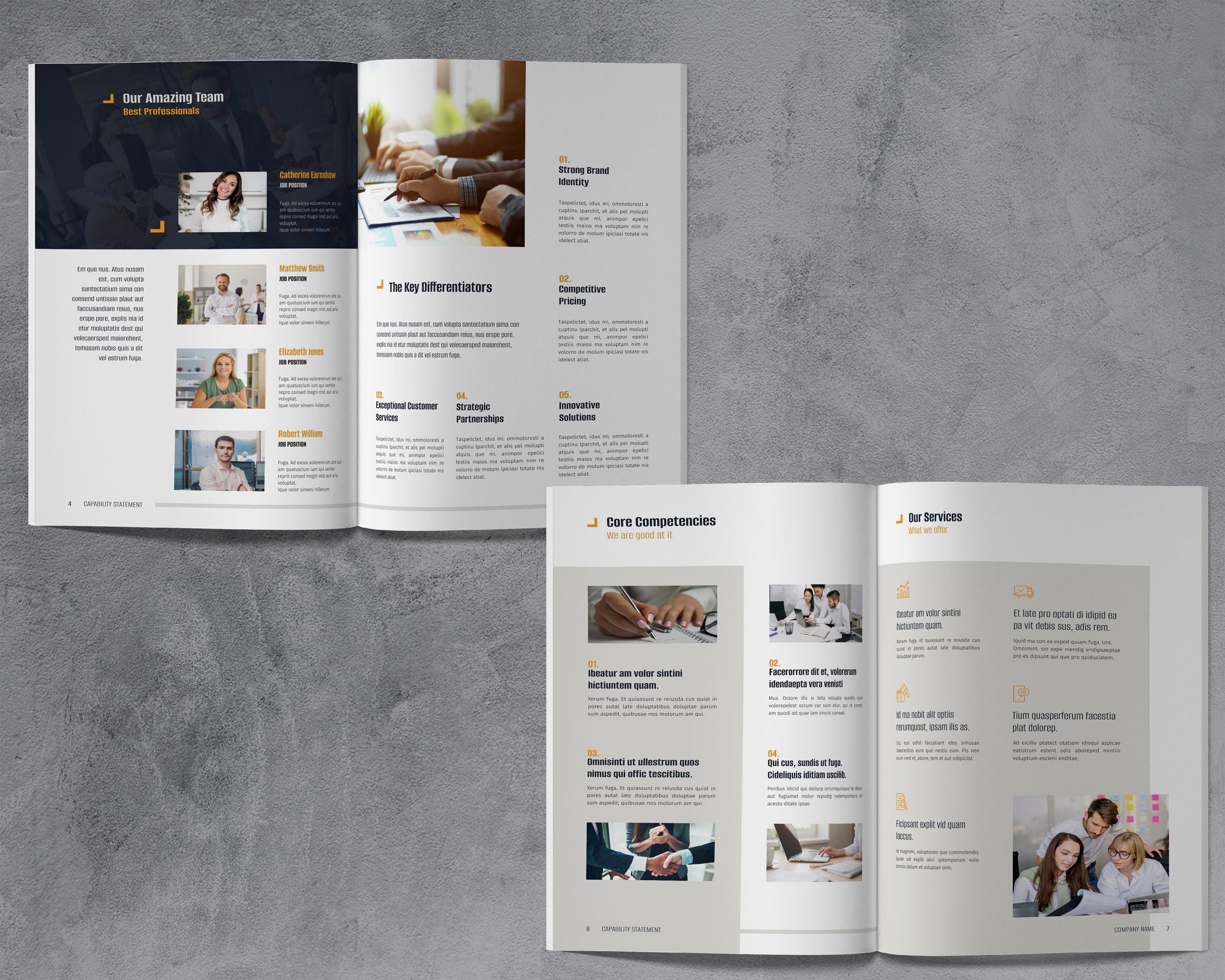 Examples Capabilities Brochure Indesign Business Capability Statement Canva Editable, Booklet Government ...