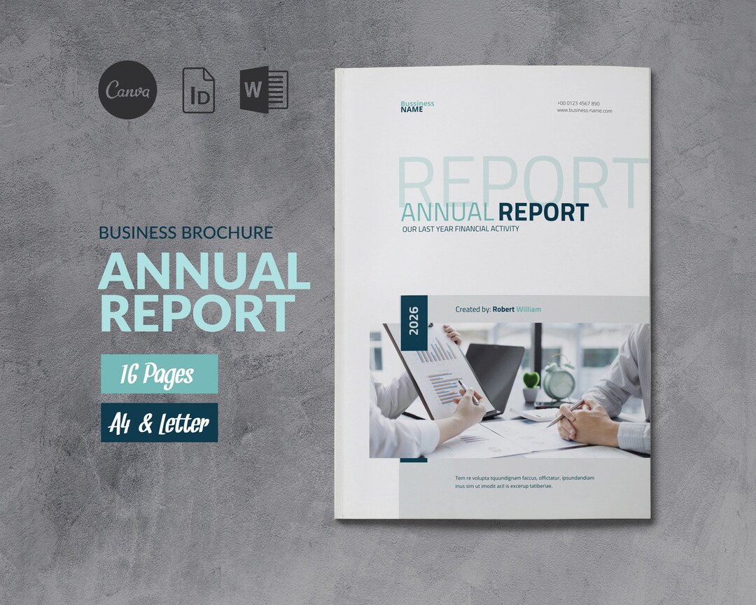 Annual Report Canva Template, Whitepaper Design, Marketing Reports