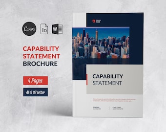 Business Capability Statement Canva Editable Template, Bifold Business Profile, Mini Brochure Company Profile, Business Document Contractor
