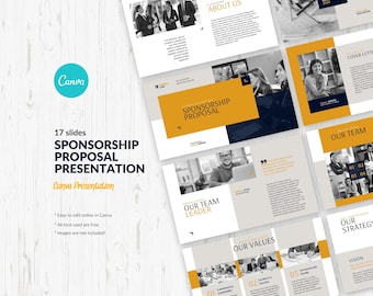 Sponsorship Proposal Presentation Canva Template, Sponsorship Request Slide Deck, Nonprofit Event, Fundraising Proposal Pitch Canva