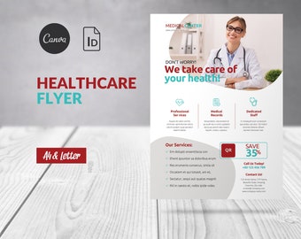 Medical Health Care Service Flyer Template Canva, Doctor Care Editable Flyer, Medical Care Business Healthcare, Hospital Clinic Poster