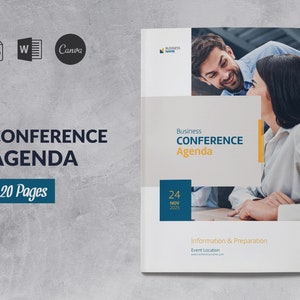 Conference Agenda Template Canva, Event Meeting Program, Meeting Agenda Schedule, Conference Brochure Template, Event Program Booklet Word