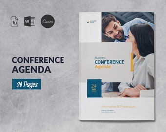 Conference Agenda Template Canva, Event Meeting Program, Meeting Agenda Schedule, Conference Brochure Template, Event Program Booklet Word