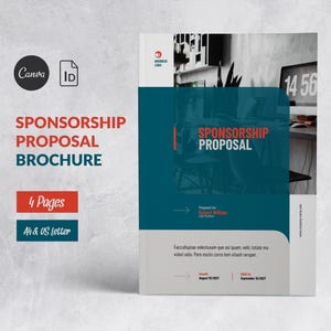 Sponsorship Proposal Template Canva, Fundraising Nonprofit Event Brochure, Sponsorship Request Template Bifold, Charity Fundraising Proposal