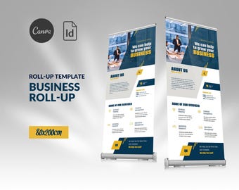 Corporate Business Rollup Banner Template Canva Editable, Company Roll-up Banner Design, Standing Banner Retractable, Business Banner