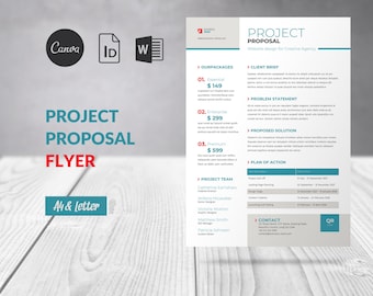 Simple One-Page Proposal Canva Template, Minimal Project Proposal Word template, Client Proposal Indesign, Business Template Proposal