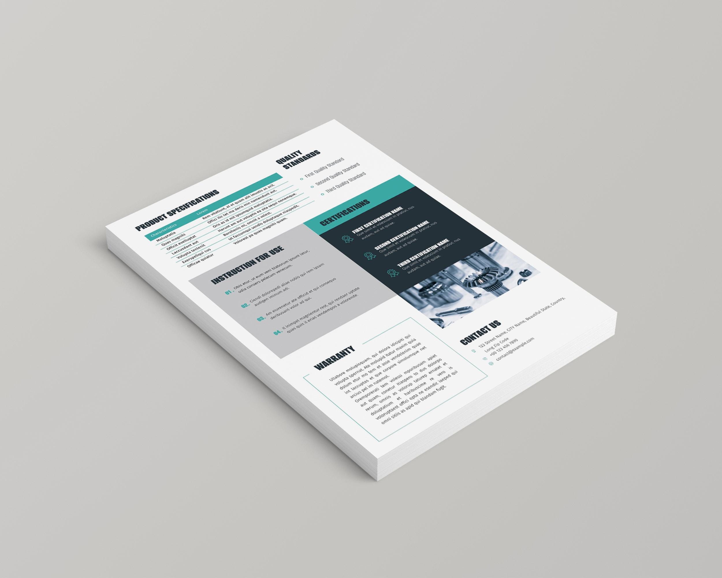 Product Sheet Template Canva, Flyer Product Data Sheet, MS Word ...