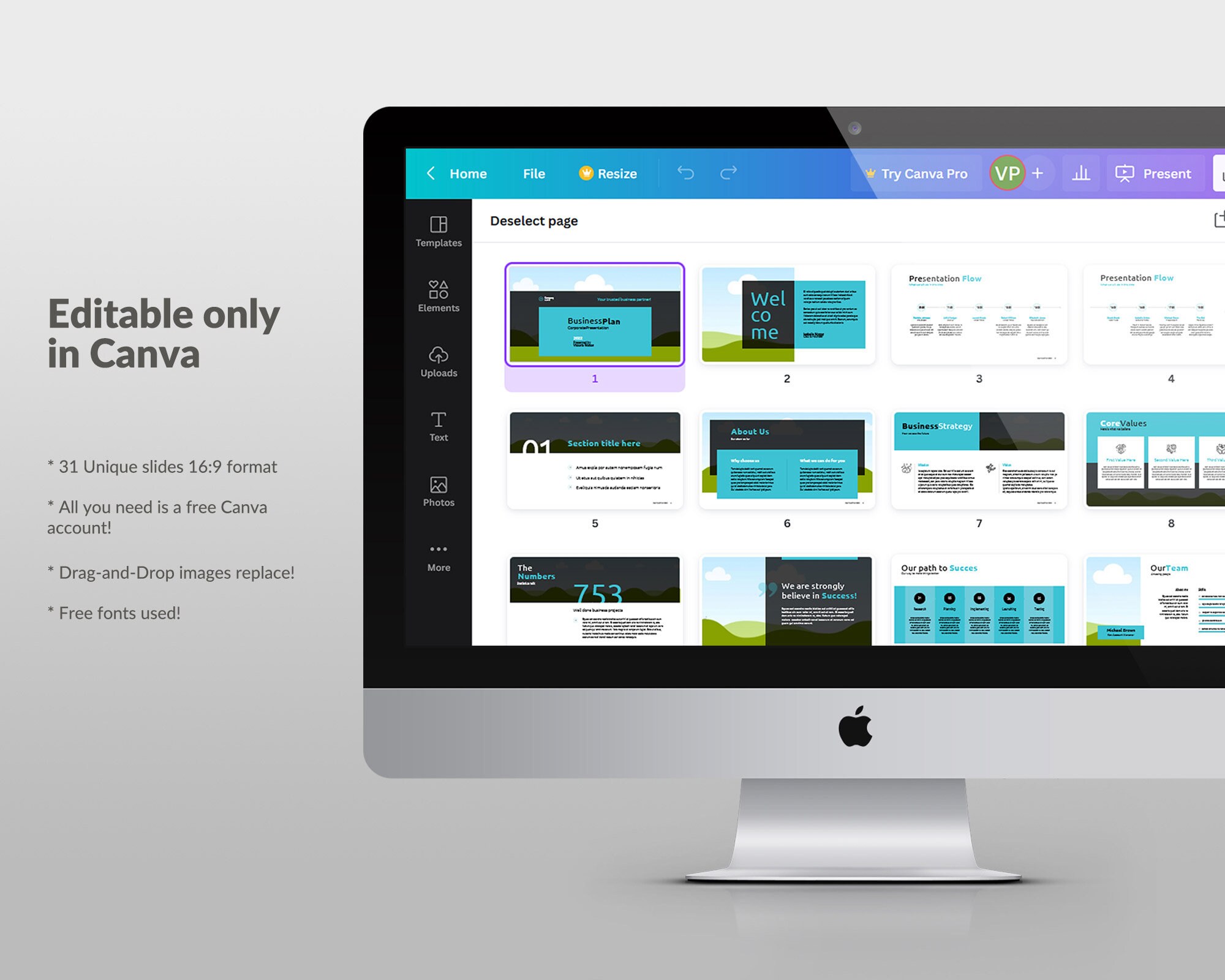 Business Plan Presentation Canva, Business Plan Pitch Deck Template ...