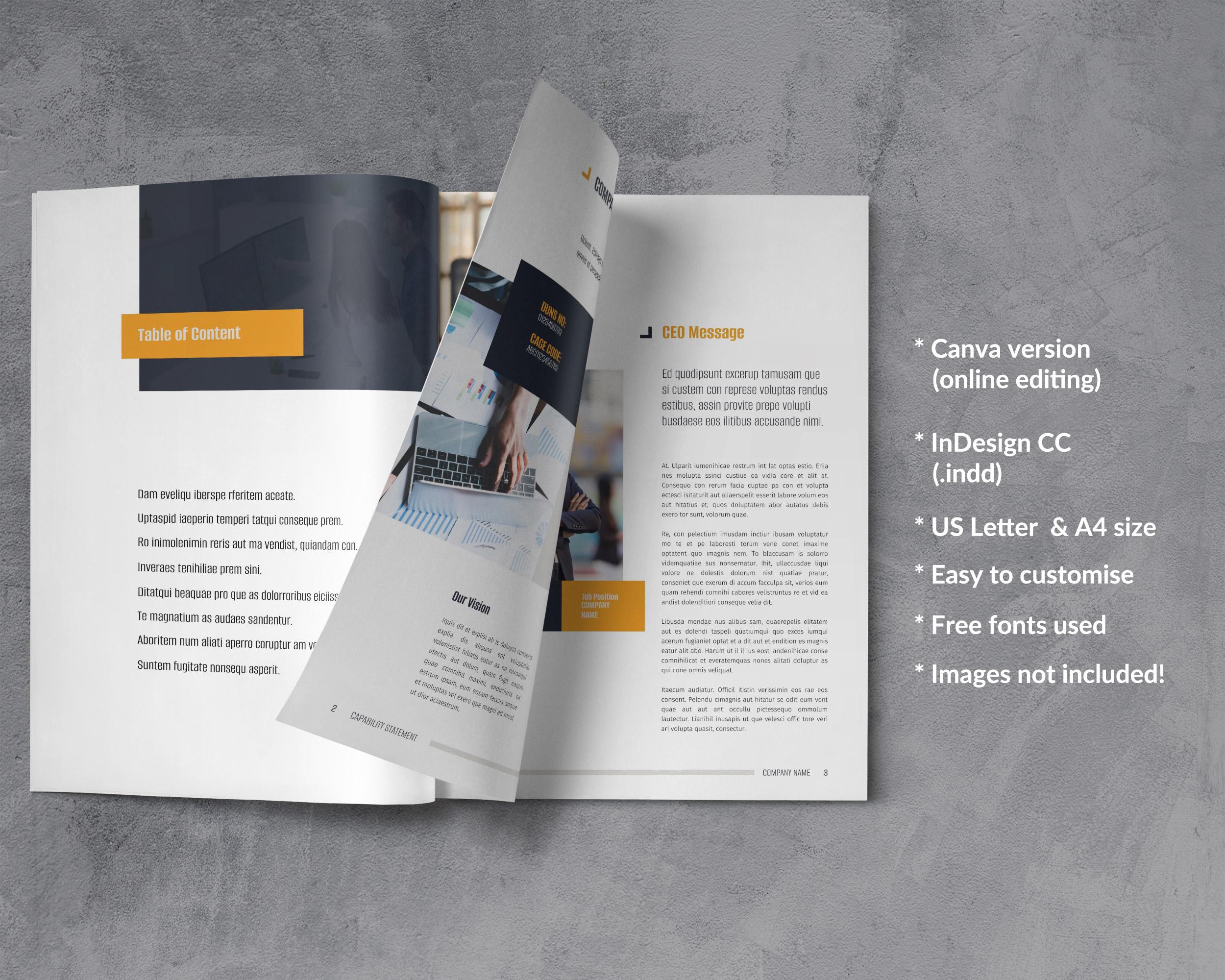 Examples Capabilities Brochure Indesign Business Capability Statement Canva Editable, Booklet Government ...