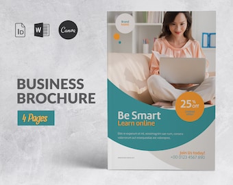 Kursbroschüren-Vorlage Canva, Leaflet-Bildungsbroschüre, Firmenpräsentation, Kursdesigner-Event-Promo, Webinar-Broschüre Word